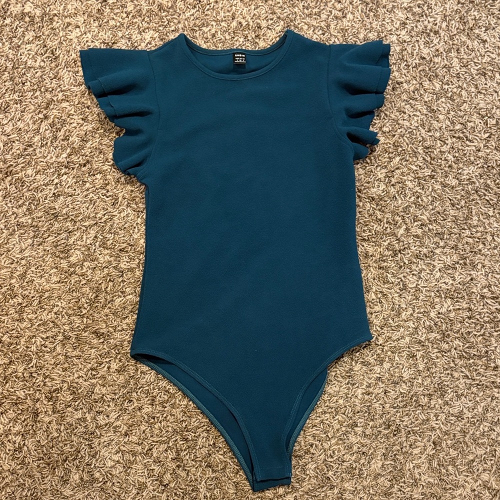 SHEIN women’s Teal Ruffle Sleeve One-Piece